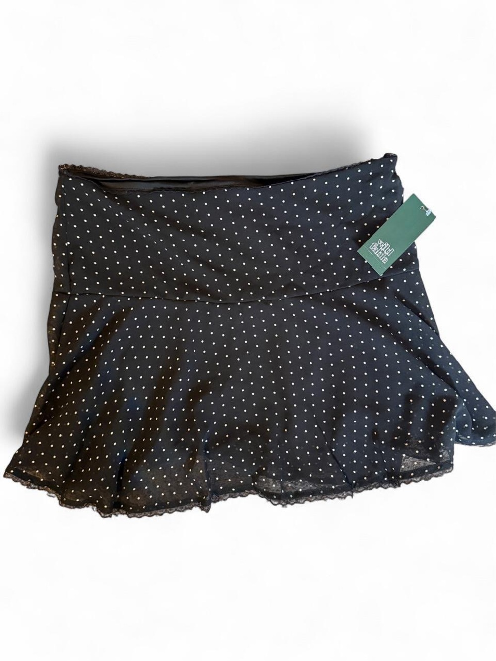 NWT Wild Fable Y2K Polka Dot Mesh Mini Skirt Size S Black Coquette Whimsigoth